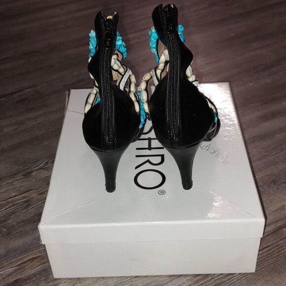 Ashro  Guava  strappy Sandals  with seashells  and blue stones  Sz 8 - Picture 4 of 12
